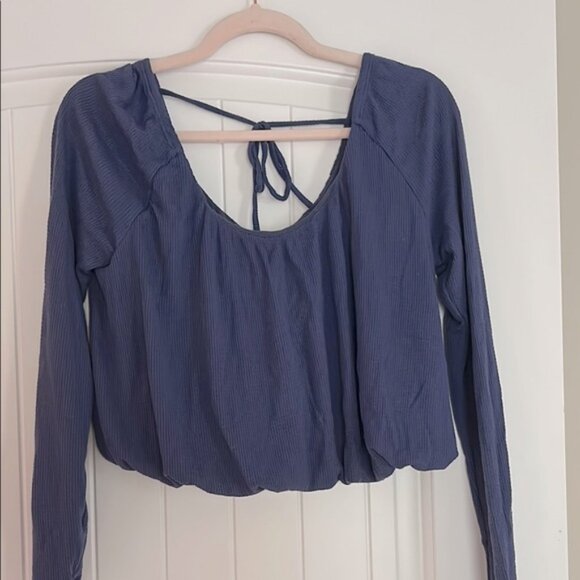 Free People Blue Crop Top - Picture 1 of 7